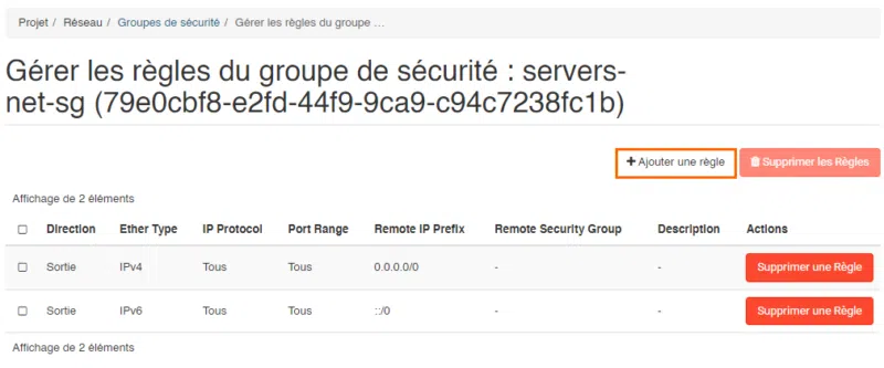 Infomaniak - OpenStack - Créer un groupe de sécurité - Etape 3