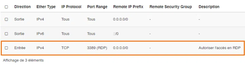 Infomaniak - OpenStack - Créer un groupe de sécurité - Etape 5