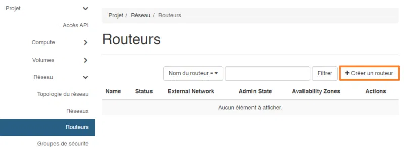 Infomaniak - OpenStack - Créer un routeur - Etape 1
