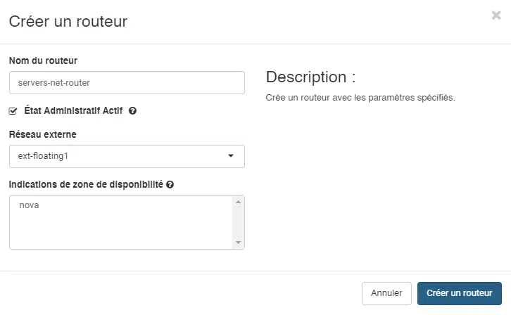 Infomaniak - OpenStack - Créer un routeur - Etape 2
