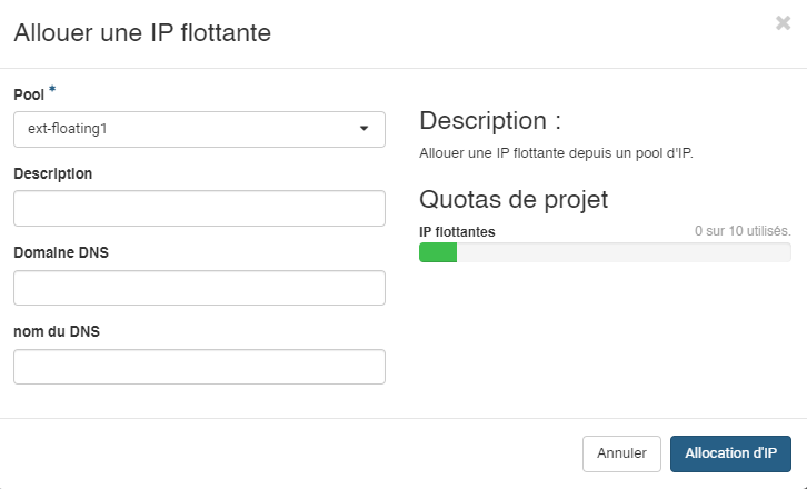 Infomaniak - OpenStack - IP flottante - Etape 2