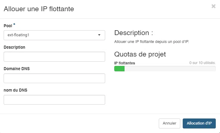 Infomaniak - OpenStack - IP flottante - Etape 2