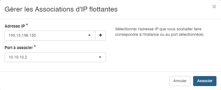 Infomaniak - OpenStack - IP flottante - Etape 3