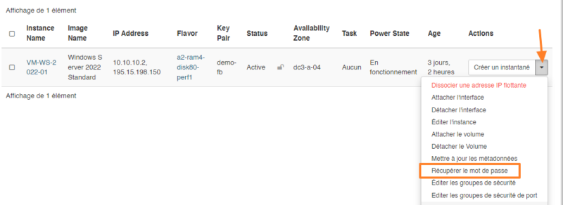 Infomaniak - OpenStack - Windows Server - Récupérer mot de passe