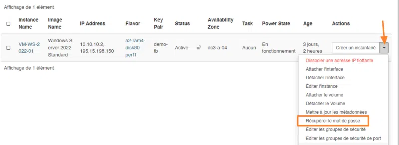 Infomaniak - OpenStack - Windows Server - Récupérer mot de passe