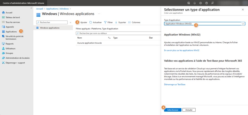 Intune - Créer application Teams (New) - Etape 1