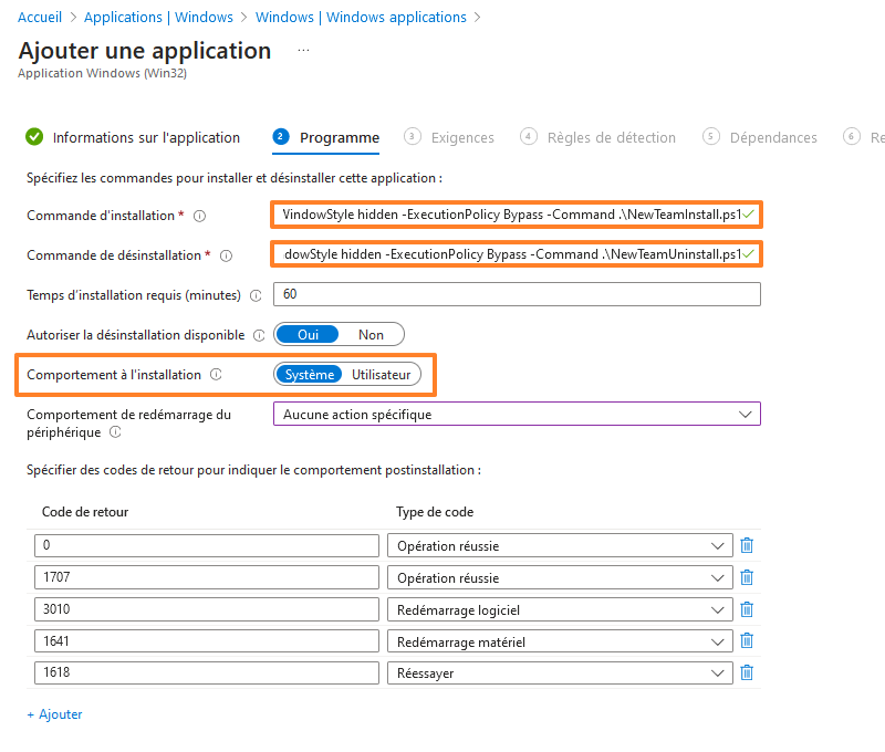 Intune - Créer application Teams (New) - Etape 3