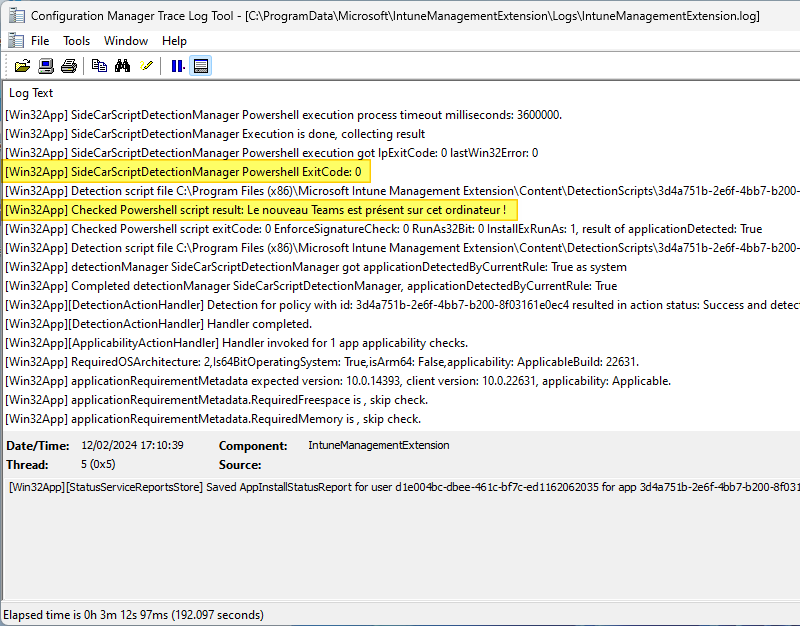 Intune Management Extension - Détection Teams
