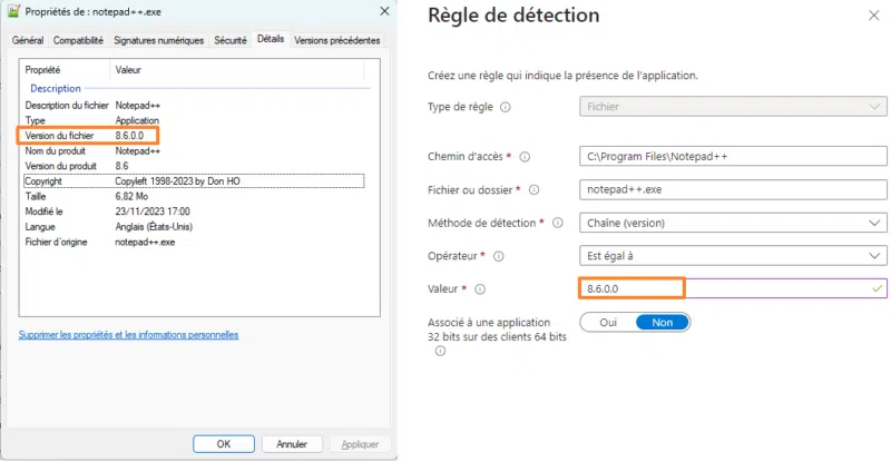 Intune - Win32 App EXE - Règle de détection