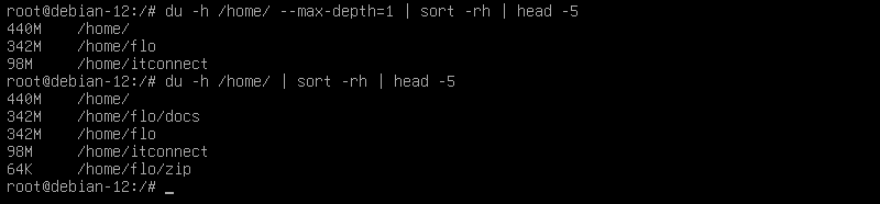 Linux liste des répertoires les plus volumineux