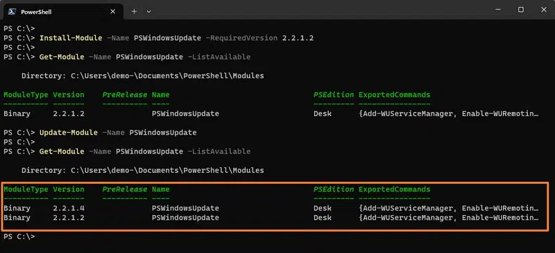 Mettre à jour module PowerShell