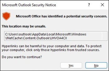 Microsoft Office alerte ICS février 2024