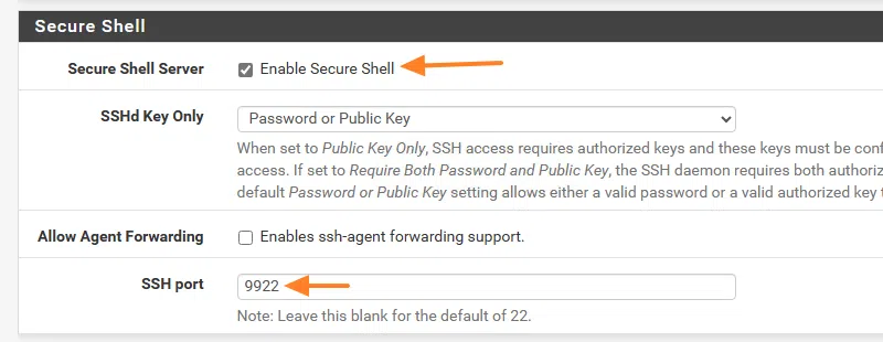 PfSense - Activer accès SSH