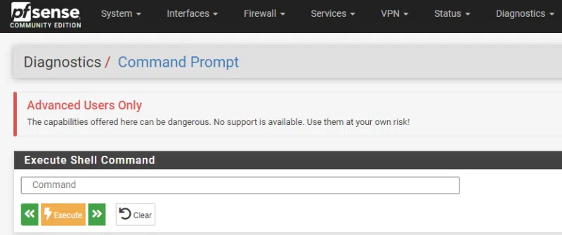 PfSense - Menu Diagnostique commandes