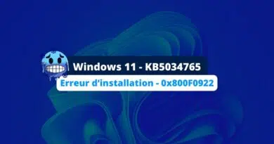 Windows 11 - KB5034765 - Erreur installation - 0x800F0922