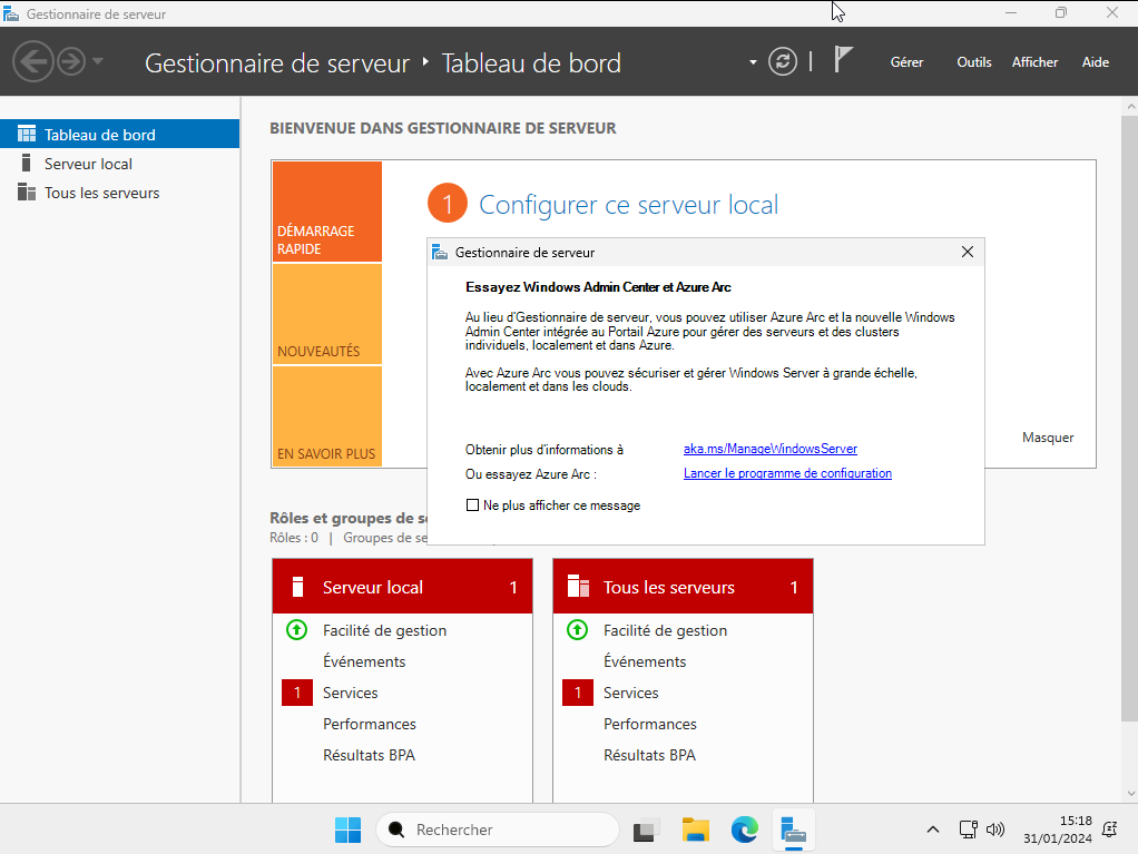 Windows Server 2025 - Aperçu de l'interface