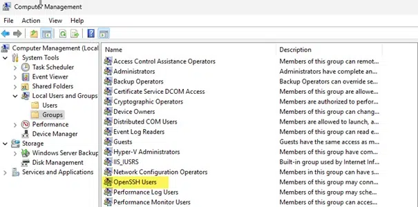 Windows Server 2025 - OpenSSH Users