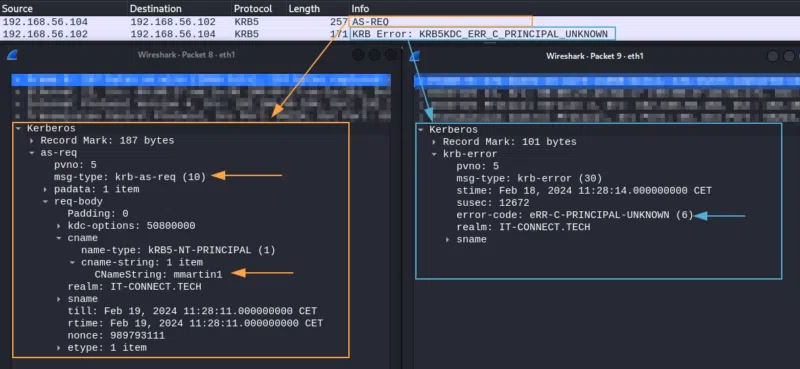 "AS-REQ" suivi d'une erreur "ERR_C_PRINCIPAL_UNKNOWN".