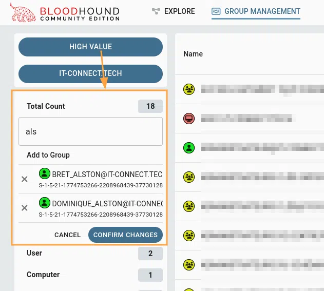 Ajout de deux nodes au groupe "High Value".