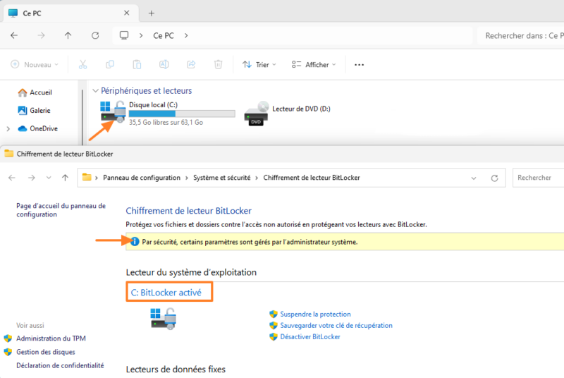 Disque chiffré avec BitLocker avec Intune