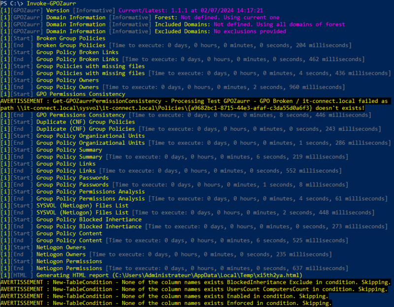 Exécuter un audit avec GPOZaurr