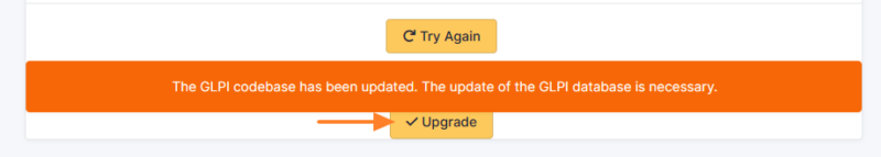 GLPI - Bouton Upgrade pour effectuer mise à jour