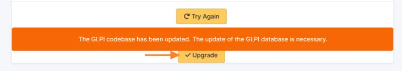 GLPI - Bouton Upgrade pour effectuer mise à jour