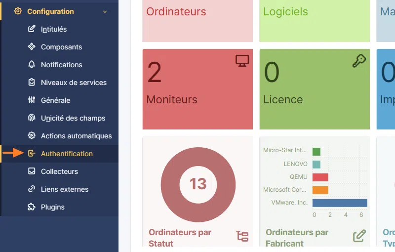 GLPI - Configuration - Authentification