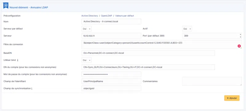 GLPI - Configurer Active Directory