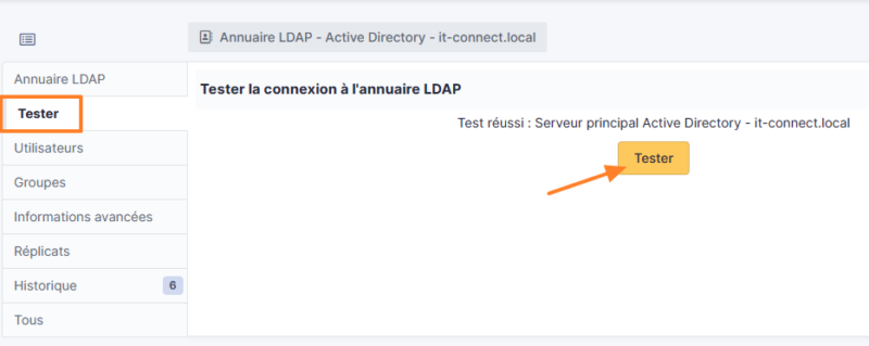 GLPI - Tester authentification LDAP