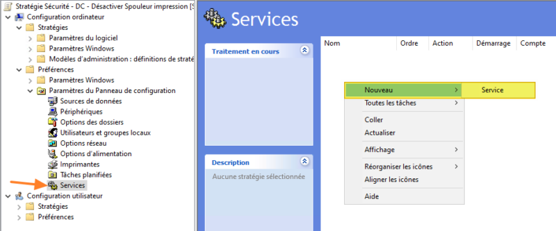 GPO - Préférences - Services - Nouvelle configuration