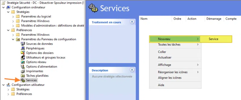 GPO - Préférences - Services - Nouvelle configuration