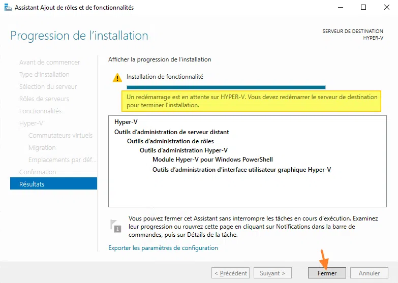 Installer Hyper-V Windows Server 2022 - Etape 9