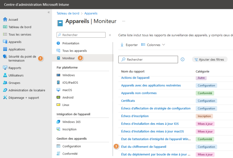 Intune - Monitoring déploiement BitLocker Windows