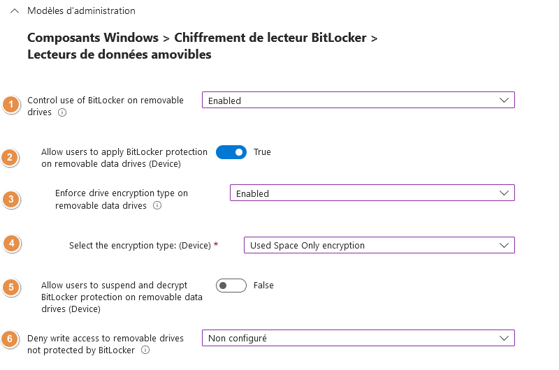 Intune - Stratégie BitLocker - Lecteurs de données amovibles