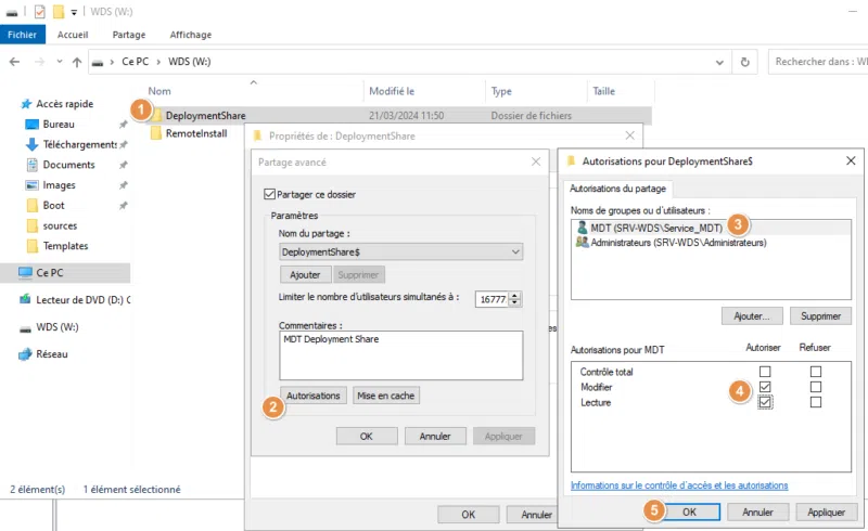MDT - Ajouter droit écriture sur DeploymentShare - 1