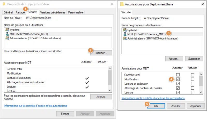 MDT - Ajouter droit écriture sur DeploymentShare - 2
