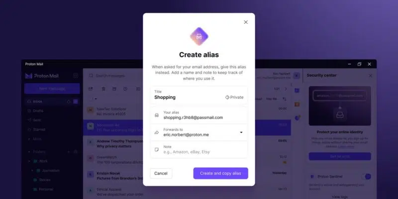 Proton Mail - Créer un alias de messagerie