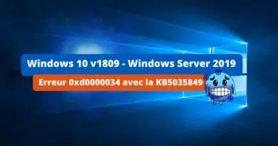 Windows 10 v1809 - Windows Server 2019 - Erreur 0xd0000034 avec la KB5035849