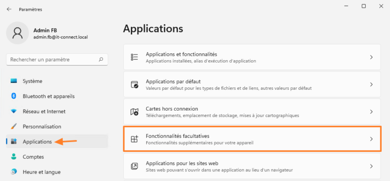 Windows 11 - Installer RSAT - Etape 1