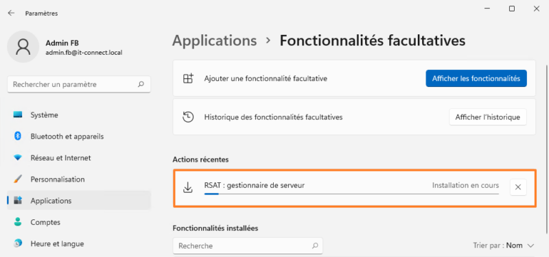 Windows 11 - Installer RSAT - Etape 5