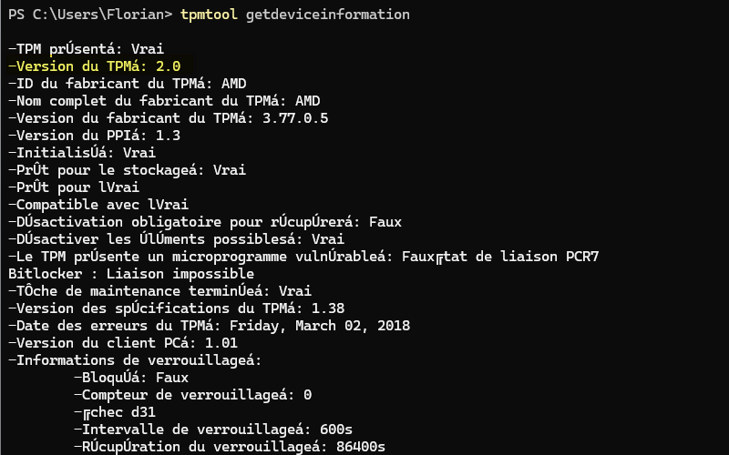 Windows - Exemple utilisation tpmtool
