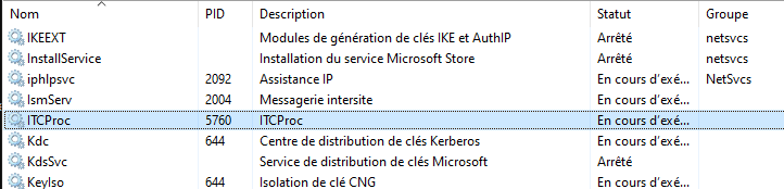 Présence du service "Sysmon" renommé dans le Gestionnaire des tâches.