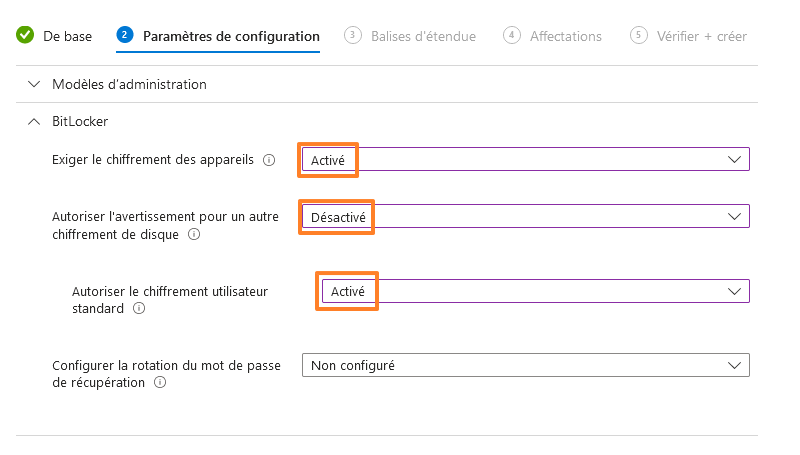 Exiger BitLocker sur Windows avec Intune