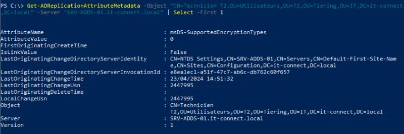 PowerShell - Get-ADReplicationAttributeMetadata