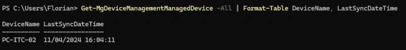 PowerShell - Get-MgDeviceManagementManagedDevice - Exemple