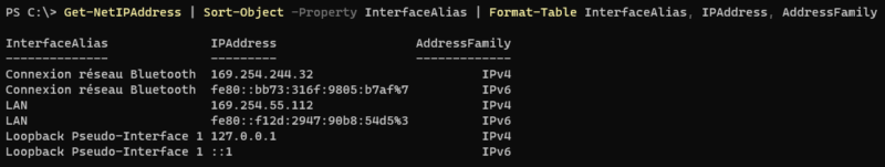 PowerShell - Get-NetIPAdress - Exemple