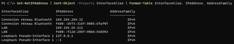 PowerShell - Get-NetIPAdress - Exemple
