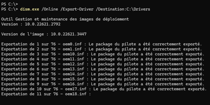 Windows 11 - Sauvegarder les pilotes avec DISM