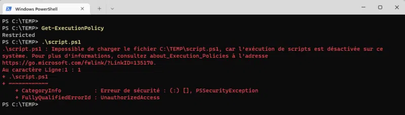 Windows 11 - Stratégie exécution PowerShell